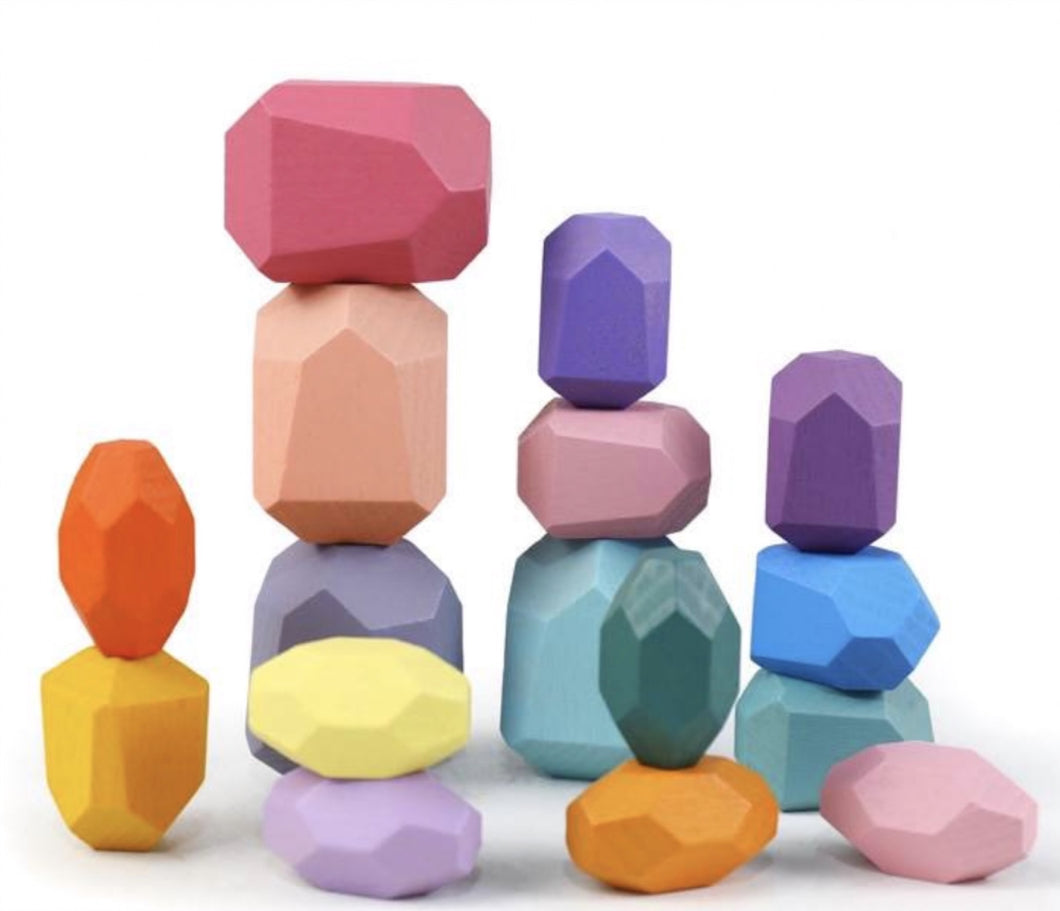 Wooden Balancing Pebbles (Pastel Colours)
