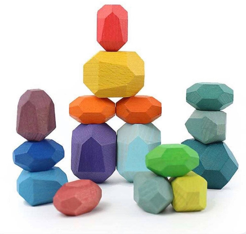 Wooden Balancing Pebbles (Bright Colours)